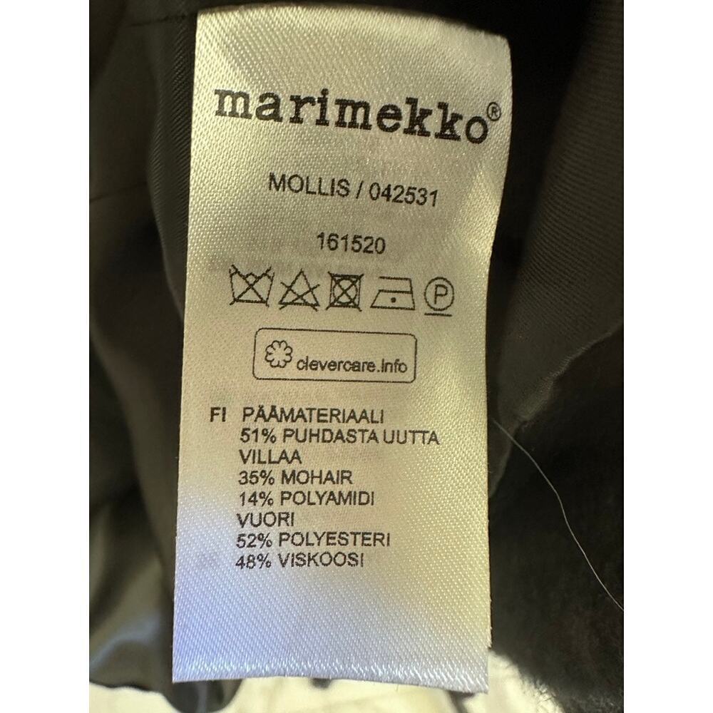 Marimekko “Mollis” Mohair Wool Blend Sack Coat Black L 12/14 - Picture 10 of 10